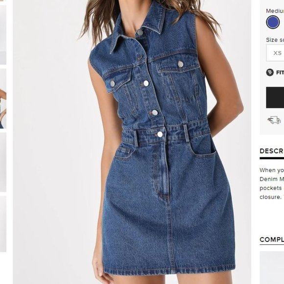 Lulus :  NWT Ready to Charm Medium Wash Denim Mini Dress (L) - Picture 1 of 1